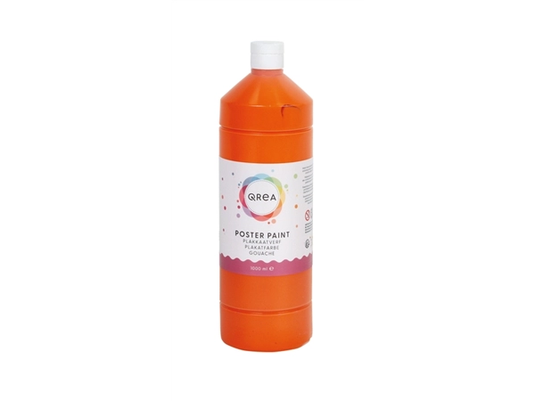 Een Plakkaatverf Qrea oranje 1000ml koop je bij VHK Kantoorartikelen