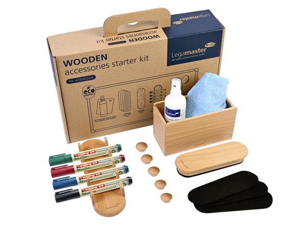 Een Whiteboard accessoire starter kit Legamaster WOODEN 17 stuks koop je bij Hoekmankantoorartikelen.nl