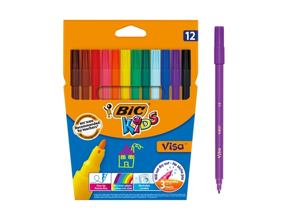 Een Kleurstiften BicKids Visa fijn assorti etui à 12 stuks koop je bij Hoekmankantoorartikelen.nl