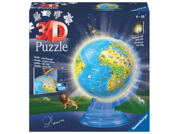 Een 3D puzzel Ravensburger Globe Night Edition XXL 54 stuks koop je bij VHK Kantoorartikelen