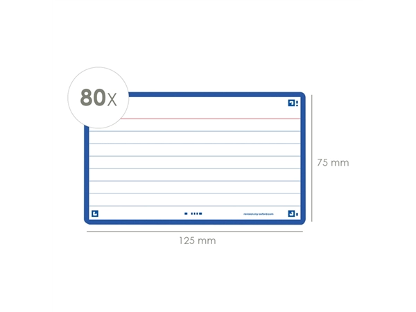 Een Flashcard Oxford 2.0 75x125mm 80 vel 250gr lijn blauw koop je bij Continu Kantoor