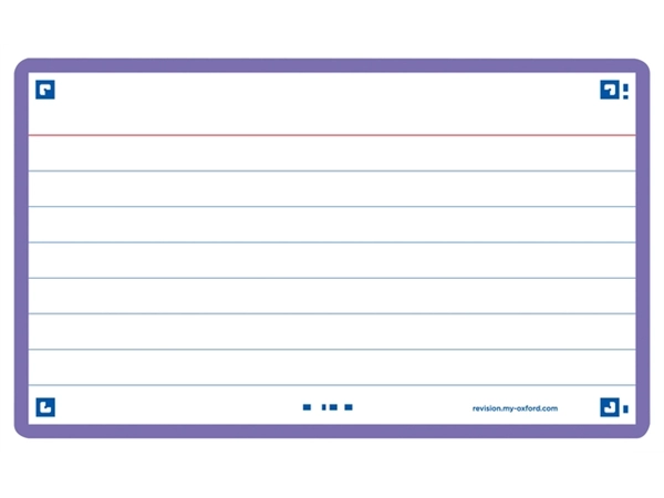 Een Flashcard Oxford 2.0 75x125mm 80 vel 250gr lijn paars koop je bij Hoekmankantoorartikelen.nl