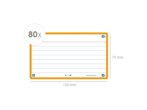 Een Flashcard Oxford 2.0 75x125mm 80 vel 250gr lijn oranje koop je bij Continu Kantoor