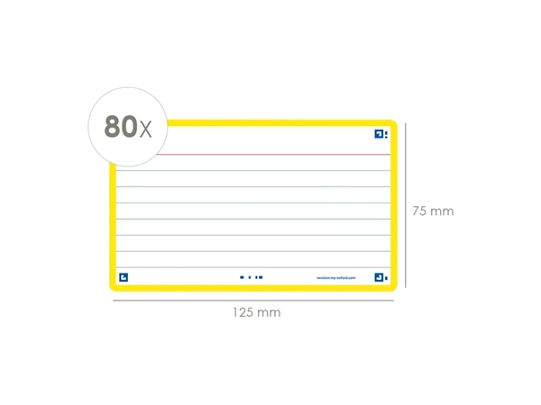 Een Flashcard Oxford 2.0 75x125mm 80 vel 250gr lijn geel koop je bij Continu Kantoor