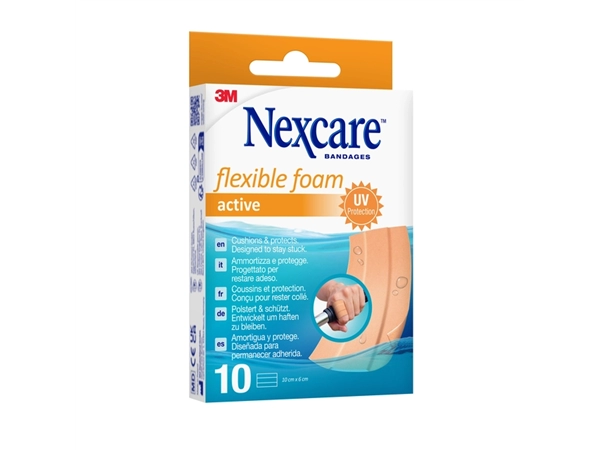 Een Wondpleister Nexcare active flexible foam waterbestendig 6x10cm 10 stuks koop je bij Continu Kantoor