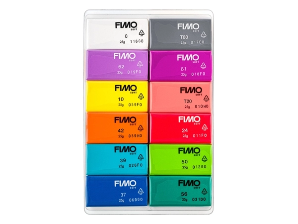 Een Klei Fimo soft colour pak à 12 briljante kleuren koop je bij Continu Kantoor