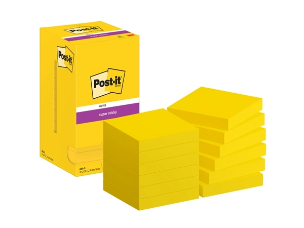 Een Memoblok Post-it 654 Super Sticky 76x76mm ultrageel 12 stuks koop je bij Hoekmankantoorartikelen.nl