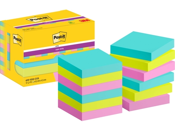 Een Memoblok Post-it 622 Super Sticky 47,6x47,6mm Cosmic 12 stuks koop je bij Hoekmankantoorartikelen.nl