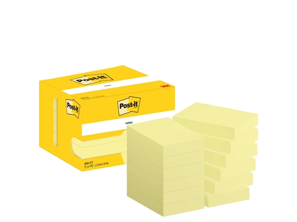 Een Memoblok Post-it 656 51x76mm canary yellow 12 stuks koop je bij Hoekmankantoorartikelen.nl