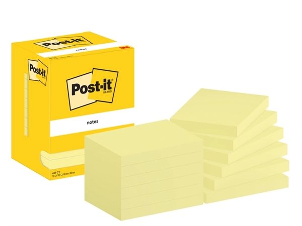 Een Memoblok Post-it 657 76x102mm geel 12 stuks koop je bij Hoekmankantoorartikelen.nl