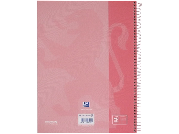 Een Notitieboek Oxford Touch Europeanbook A4+ 4-gaats lijn 80vel pastel roze koop je bij Continu Kantoor