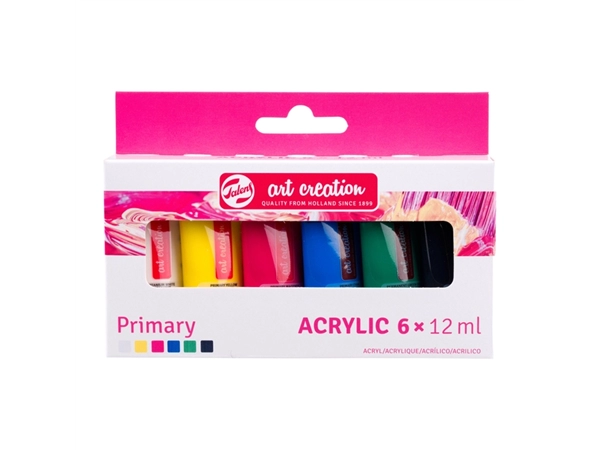 Een Acrylverf Talens Art Creation Primary 12ml set à 6 kleuren koop je bij Hoekmankantoorartikelen.nl