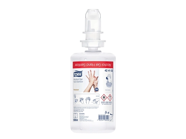 Een Alcoholgel Tork S4 voor handdesinfectie ongeparfumeerd 1000ml 424103 koop je bij VHK Kantoorartikelen