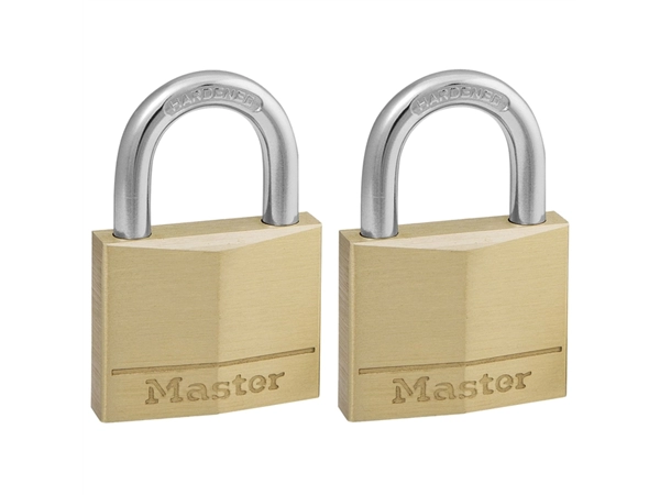 Een Hangslot MasterLock 2 gelijksluitend messing 40mm 2 stuks koop je bij Hoekmankantoorartikelen.nl