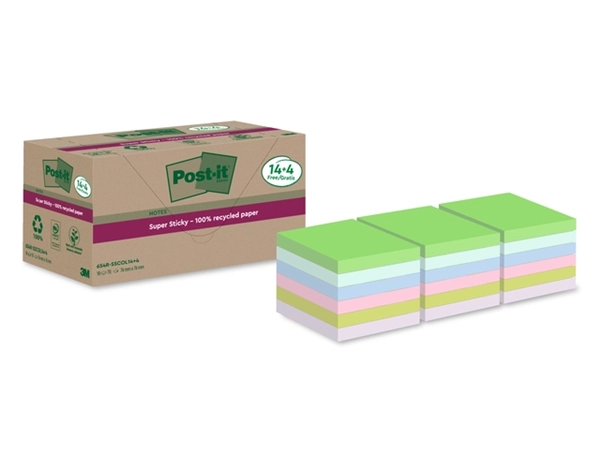 Een Memoblok Post-it 654 RSS12COL 76x76mm colour 14+4 gratis koop je bij Hoekmankantoorartikelen.nl