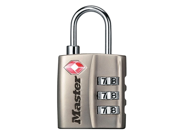 Een Hangslot Masterlock 3-cijfer combinatie TSA nikkel 30mm koop je bij VHK Kantoorartikelen