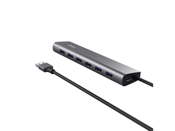 Een Hub Trust HALYX 7-port USB-A 3.2 zilver koop je bij Continu Kantoor