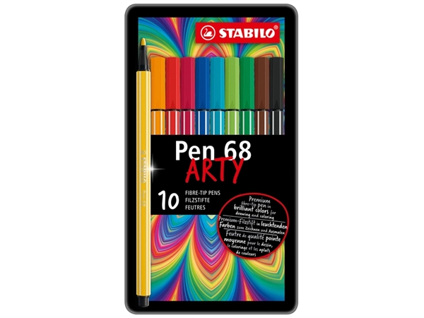 Een Viltstift STABILO Pen 68/10 Arty medium assorti blik à 10 stuks koop je bij VHK Kantoorartikelen