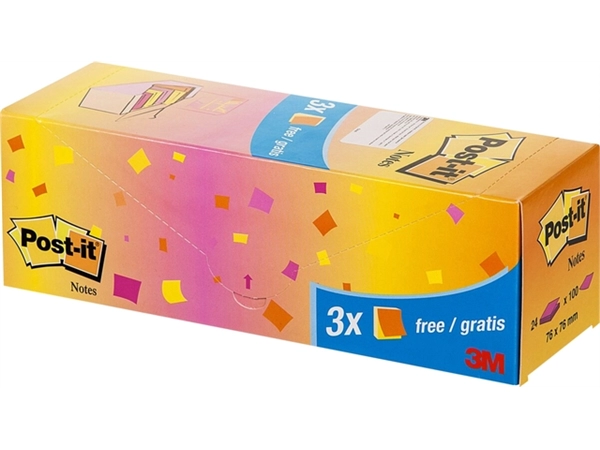 Een Memoblok 3M Post-it 654 76x76mm neon assorti 21 + 3 gratis koop je bij Hoekmankantoorartikelen.nl