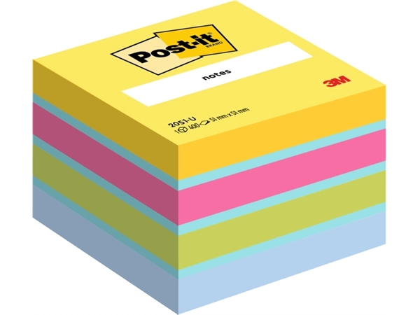 Een Memoblok 3M Post-it 2051 51x51mm assorti kleur 400 vel koop je bij Hoekmankantoorartikelen.nl