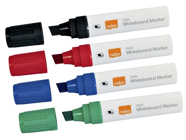 Een Viltstift Nobo whiteboard Glide schuin assorti 10mm 4stuks koop je bij Continu Kantoor