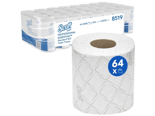 Een Toiletpapier Scott Essential 2-laags 350 vel wit 8519 koop je bij VHK Kantoorartikelen