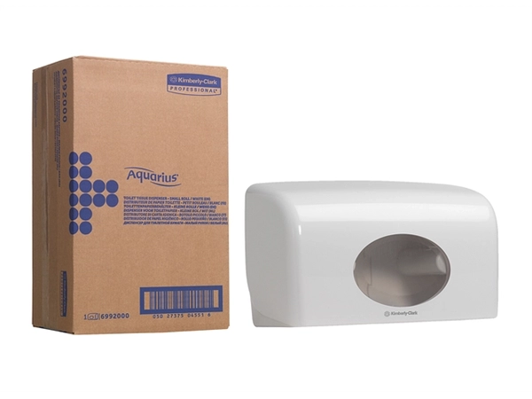 Een Toiletpapierdispenser Aquarius duo voor kleine rollen wit 6992 koop je bij VHK Kantoorartikelen