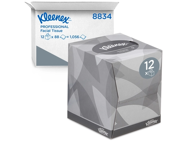 Een Facial tissues Kleenex 2-laags kubus 12x88stuks wit 8834 koop je bij VHK Kantoorartikelen