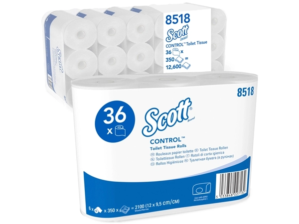 Een Toiletpapier Scott Control 3-laags 350vel wit 8518 koop je bij VHK Kantoorartikelen