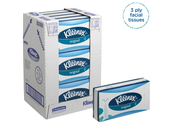 Een Facial tissues Kleenex 3-laags 72 vel wit 8824 koop je bij Continu Kantoor