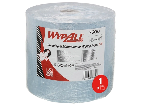 Een Poetsrol WypAll L20 2-laags 23,5x190m 500 vel blauw 7300 koop je bij Hoekmankantoorartikelen.nl