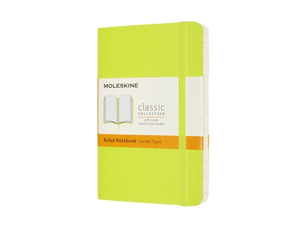 Een Notitieboek Moleskine pocket 90x140mm lijn soft cover lemon green koop je bij VHK Kantoorartikelen