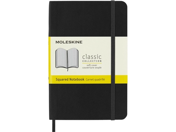 Een Notitieboek Moleskine pocket 90x140mm ruit 5x5mm soft cover zwart koop je bij VHK Kantoorartikelen