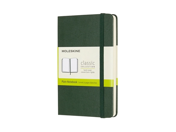 Een Notitieboek Moleskine pocket 90x140mm blanco hard cover myrtle green koop je bij VHK Kantoorartikelen