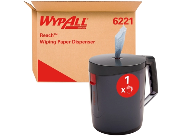 Een Poetsroldispenser WypAll reach centerfeed zwart 6221 koop je bij VHK Kantoorartikelen