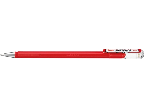 Een Gelschrijver Pentel K110 Mattehop medium rood koop je bij VHK Kantoorartikelen