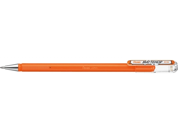 Een Gelschrijver Pentel K110 Mattehop medium oranje koop je bij VHK Kantoorartikelen