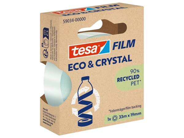 Een Plakband Tesa eco&crystal 59034 19mmx33m transparant blister koop je bij VHK Kantoorartikelen