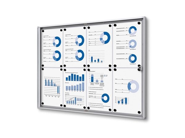 Een Vitrinebord Quantore voor binnen 8x A4 zilver koop je bij VHK Kantoorartikelen