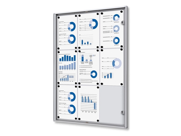 Een Vitrinebord Quantore voor binnen 9x A4 zilver koop je bij VHK Kantoorartikelen