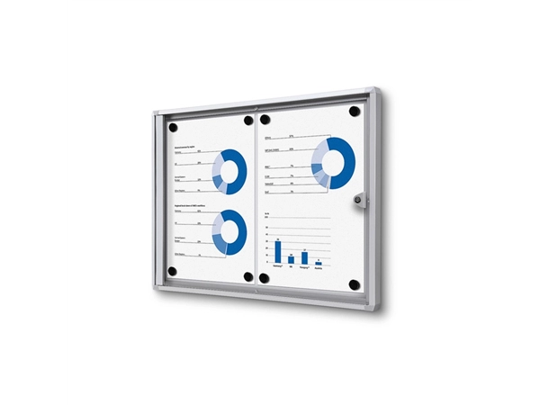 Een Vitrinebord Quantore voor binnen 2x A4 zilver koop je bij VHK Kantoorartikelen