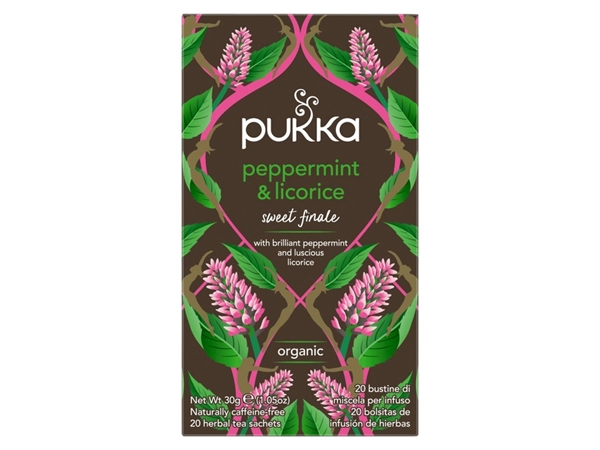 Een Thee Pukka peppermint licorice 20 zakjes koop je bij VHK Kantoorartikelen