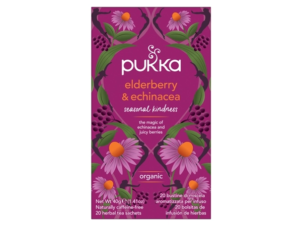 Een Thee Pukka elderberry en echinacea 20 zakjes koop je bij VHK Kantoorartikelen