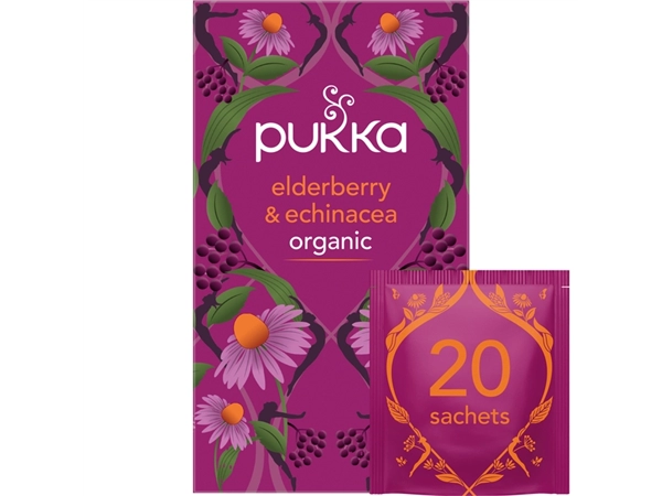 Een Thee Pukka elderberry en echinacea 20 zakjes koop je bij Continu Kantoor