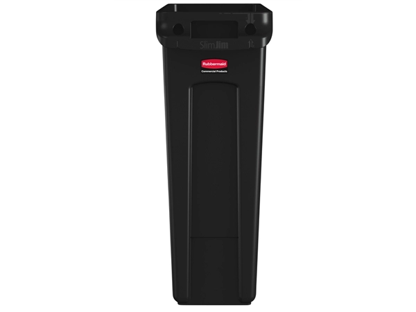 Een Afvalbak Rubbermaid Slim Jim Vented met luchtsleuven 60liter zwart koop je bij VHK Kantoorartikelen