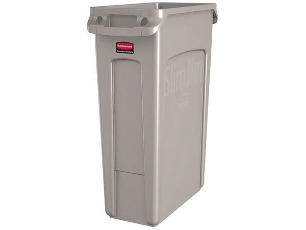 Een Afvalbak Rubbermaid Slim Jim Vented met luchtsleuven 87liter beige koop je bij VHK Kantoorartikelen