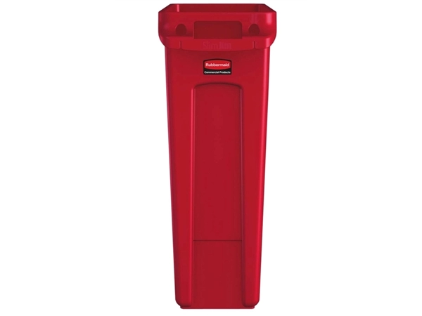 Een Afvalbak Rubbermaid Slim Jim Vented met luchtsleuven 87liter rood koop je bij Continu Kantoor