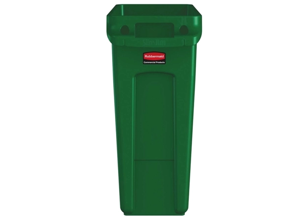 Een Afvalbak Rubbermaid Slim Jim Vented met luchtsleuven 60L groen koop je bij Continu Kantoor