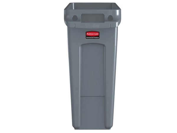 Een Afvalbak Rubbermaid Slim Jim Vented met luchtsleuven 60liter grijs koop je bij Continu Kantoor