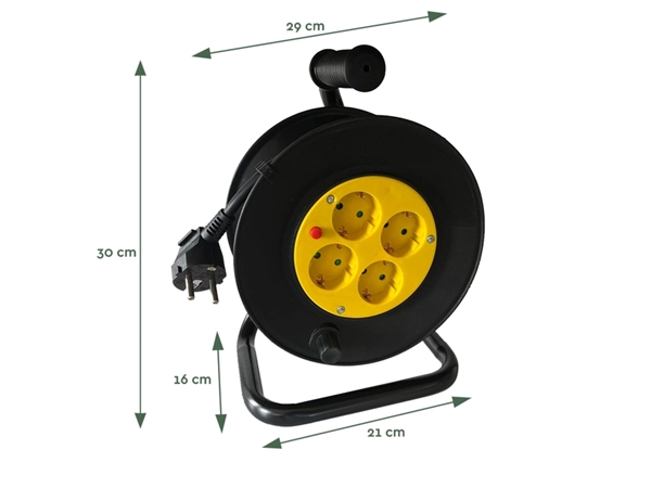 Een Kabelhaspel BRASQ Pro 4 voudig 10 meter zwart koop je bij Continu Kantoor